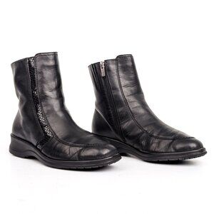 Salamander Wmn Black Leather Sheepskin Lined Zip Winter Ankle Boots 7.5 US UK5